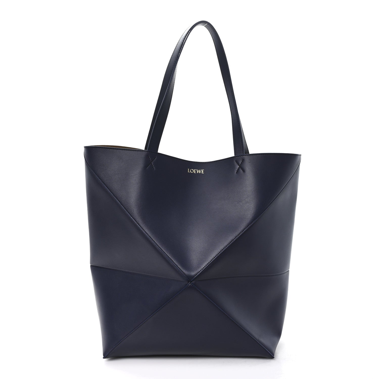 Loewe Shiny Calfskin XL Puzzle Fold Tote Abyss Blue 1 of 10