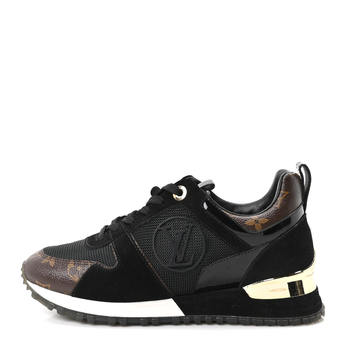 Suede Monogram Run Away Sneakers 35 Black
