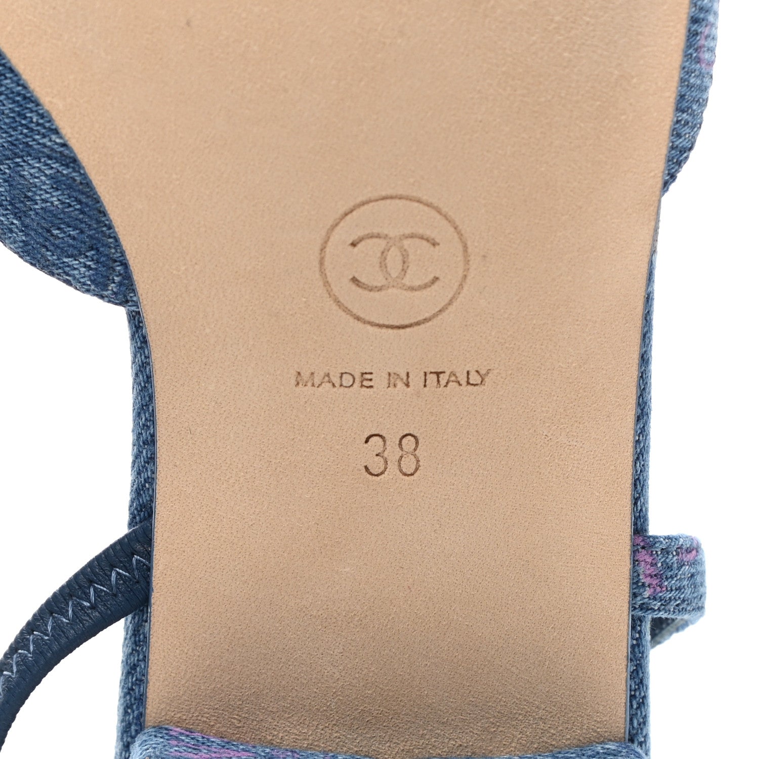 Chanel Denim Cap Toe CC Slingback Flats 38 Light Blue Multicolor 7 of 10
