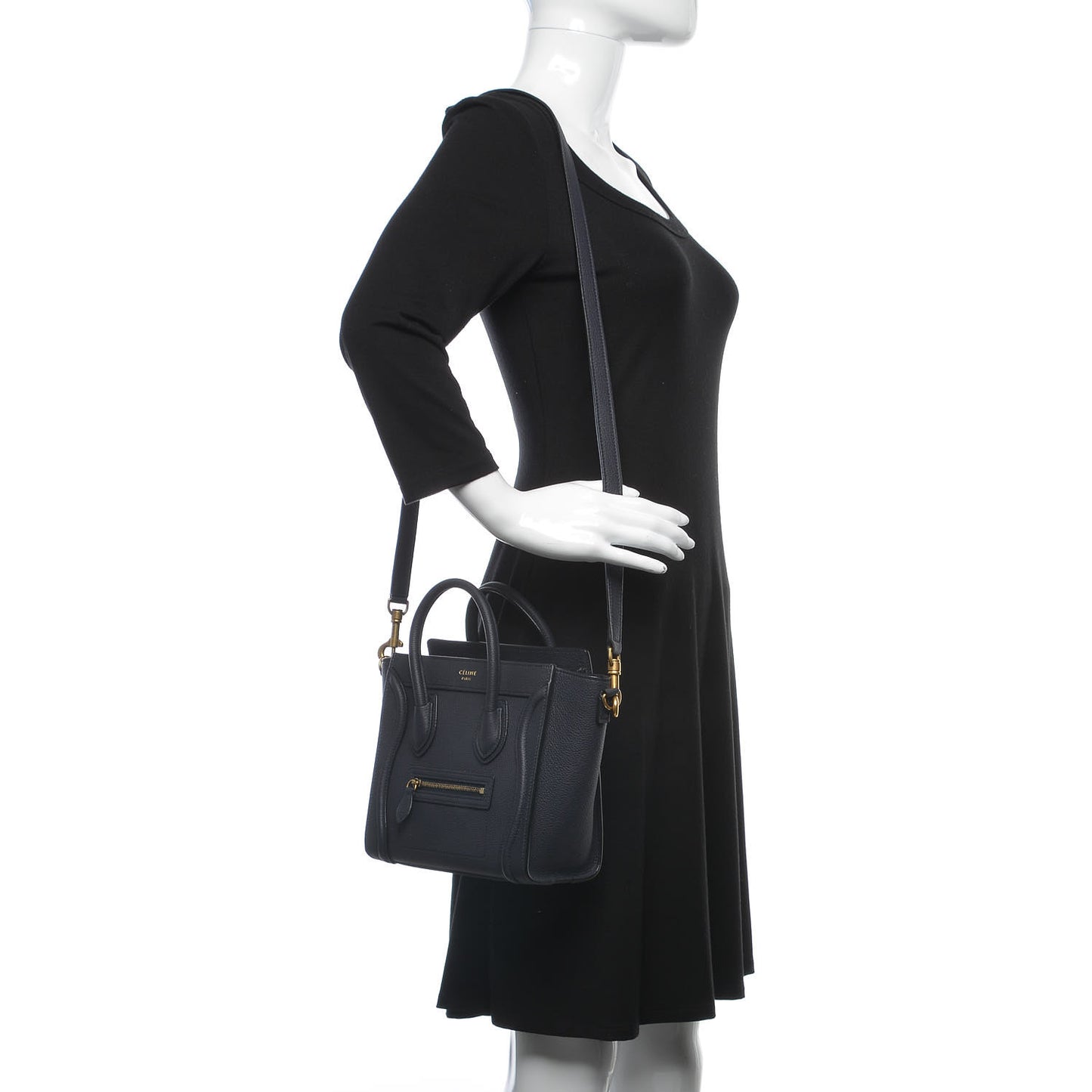 Drummed Calfskin Nano Luggage Navy Blue