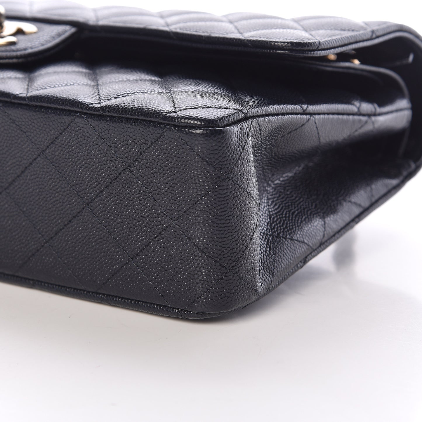 Caviar Quilted Medium Double Flap Navy