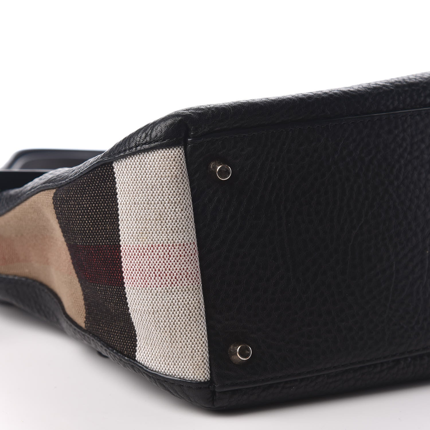 Burberry Grainy Calfskin House Check Small Maidstone Black 6 of 9