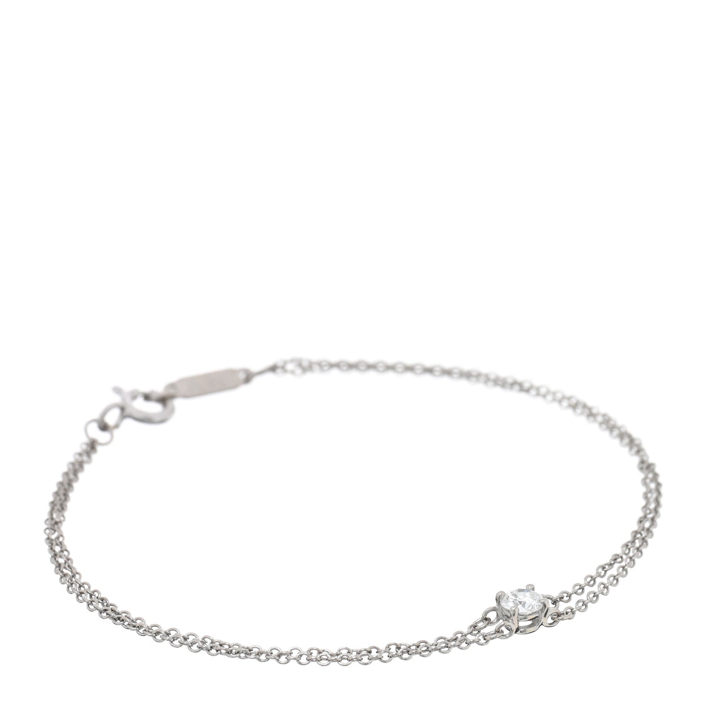 Platinum Diamond .17ct Double Chain Solitaire Bracelet