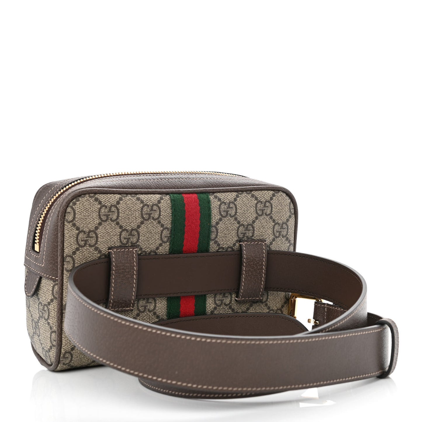 GG Supreme Monogram Web Small Ophidia Belt Bag 85 34 Dark Brown