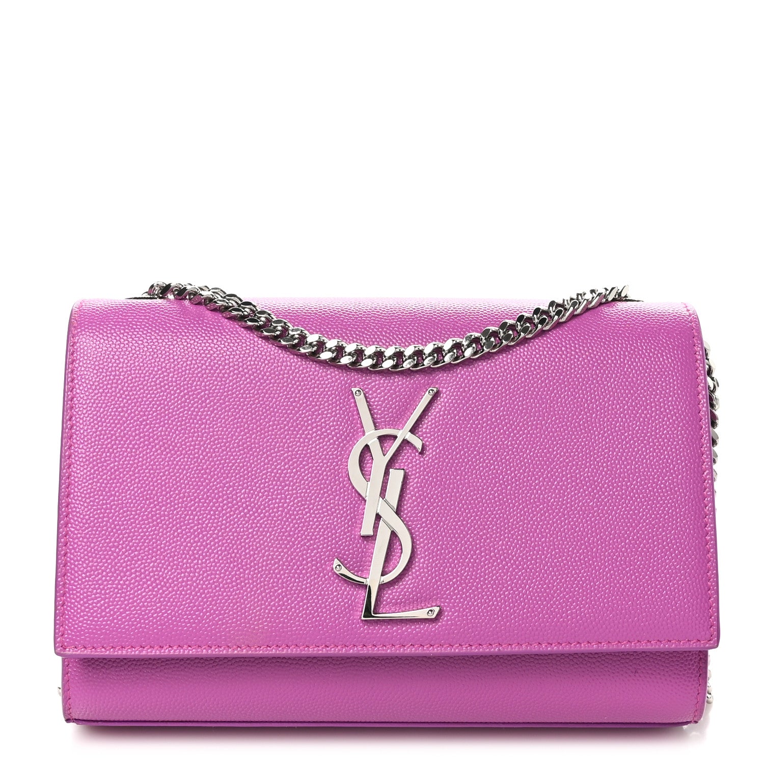 Saint Laurent Grain De Poudre Small Classic Monogram Kate Satchel Light Fuchsia 1 of 9