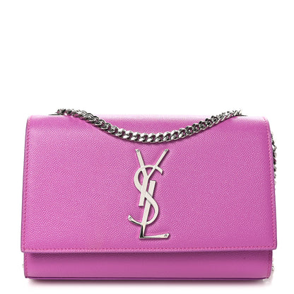 Saint Laurent Grain De Poudre Small Classic Monogram Kate Satchel Light Fuchsia 1 of 9