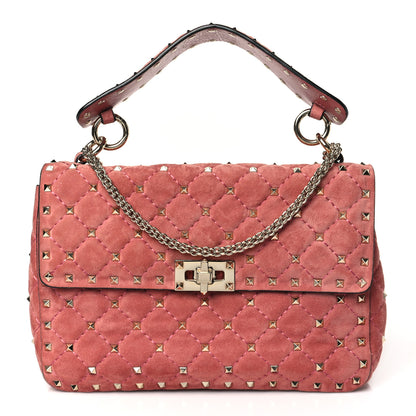 Valentino Garavani Suede Medium Rockstud Spike Shoulder Bag Antico Rosa 1 of 8