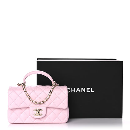 Chanel Lambskin Quilted Mini Top Handle Rectangular Flap Light Pink 13 of 13