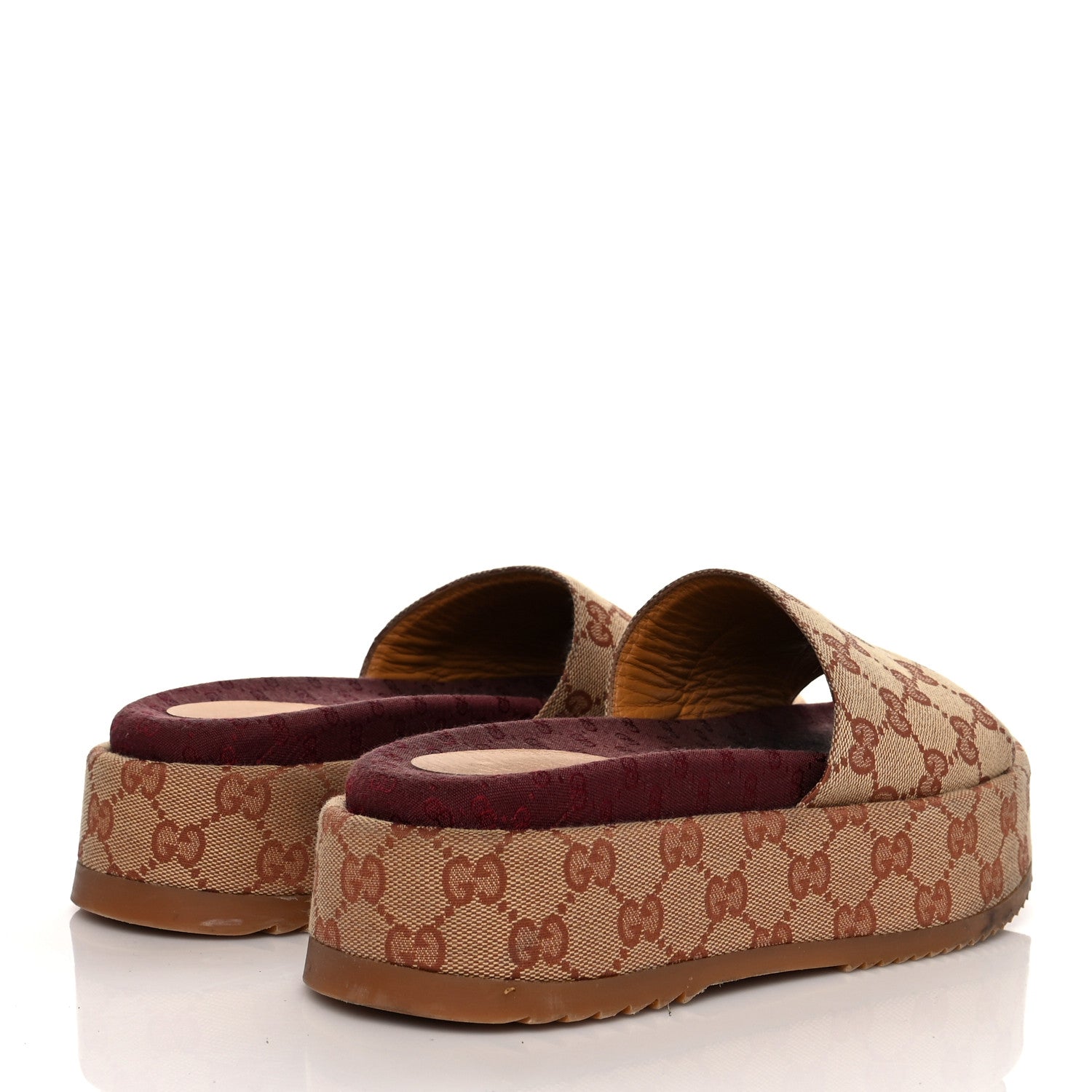 Gucci Canvas GG Monogram Angelina Platform Slide Sandals 38 Beige Ruggine 4 of 10