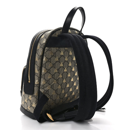 Gucci GG Supreme Monogram Bees Print Small Day Backpack Beige Oro Black 3 of 10
