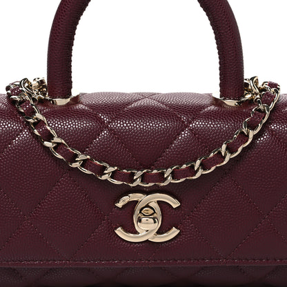 Chanel Caviar Quilted Coco Handle East West Clutch With Chain Dark Burgundy 8 of 11
