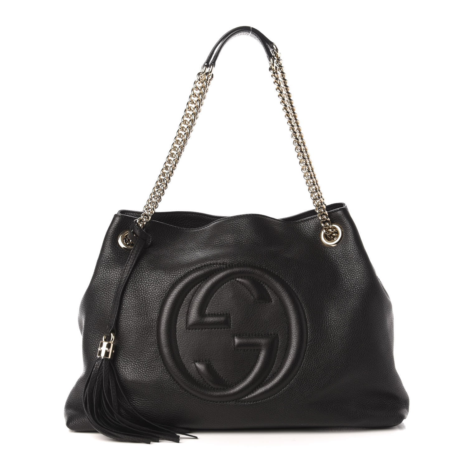 Gucci Pebbled Calfskin Medium Soho Chain Shoulder Bag Black 1 of 10