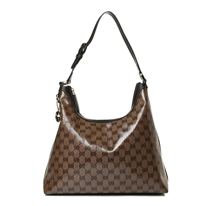 Gucci Crystal Monogram Hobo Dark Brown 1 of 16
