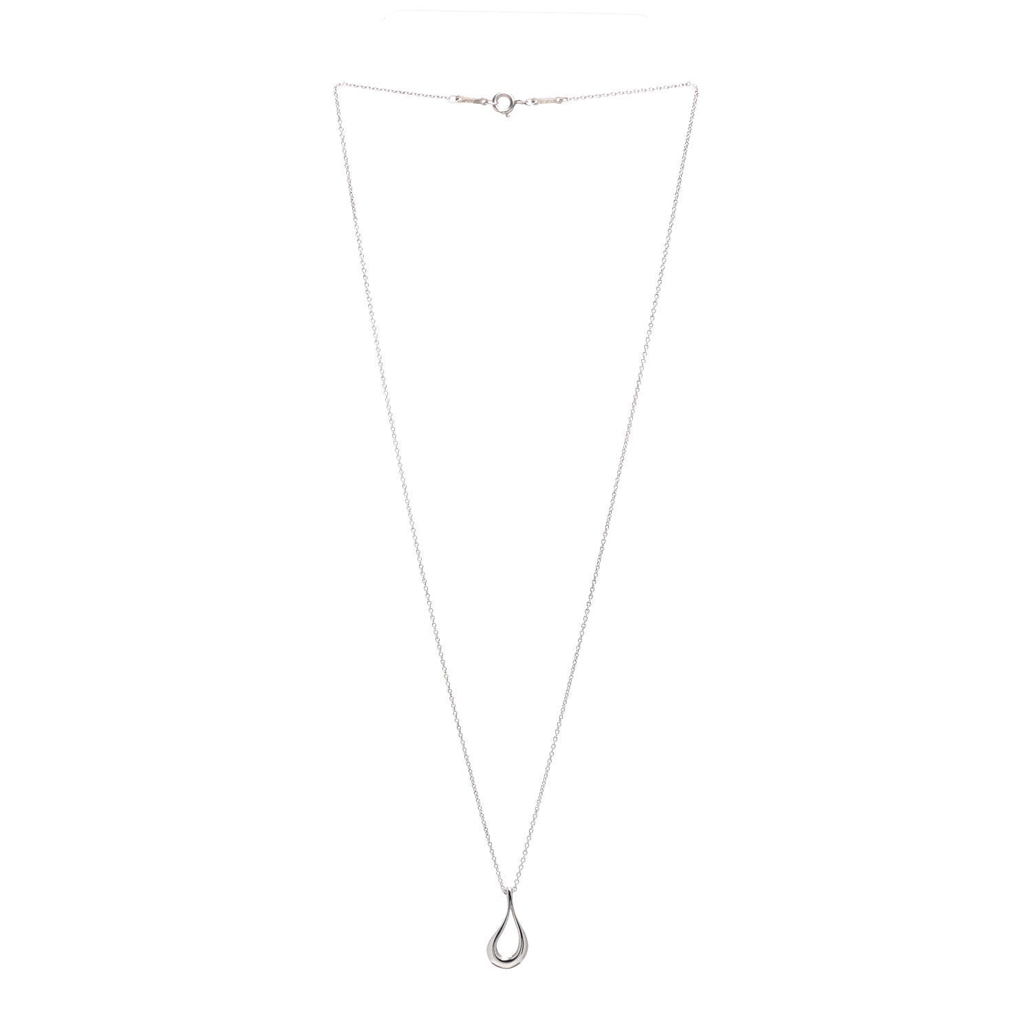 Tiffany Sterling Silver Elsa Peretti Open Tear Drop Pendant Necklace 2 of 4