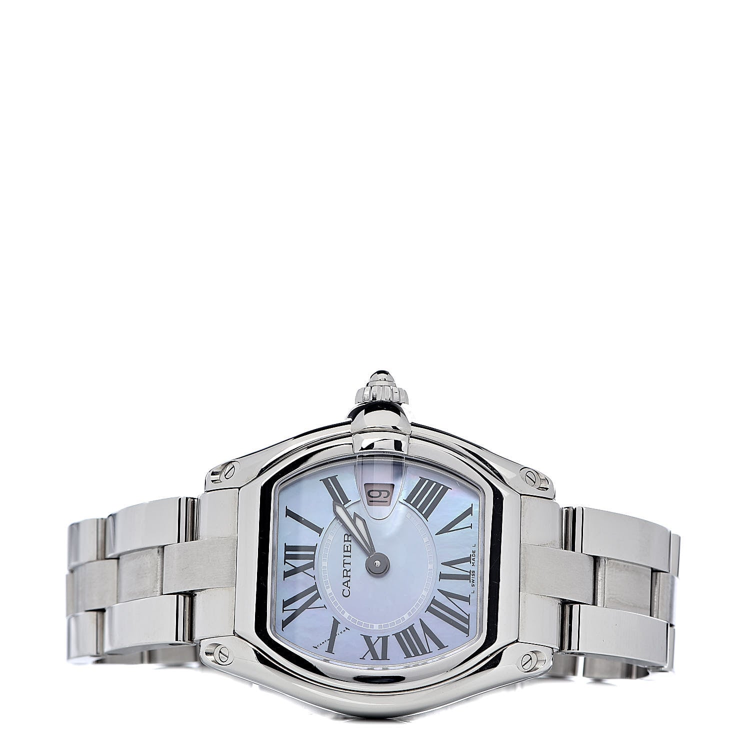 Cartier Stainless Steel Purple Mother of Pearl 31mm Roadster Quartz Watch 3 of 8