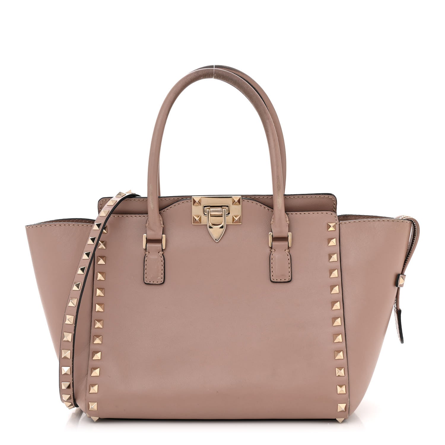 Valentino Garavani Vitello Small Rockstud Double Handle Tote Poudre 1 of 10