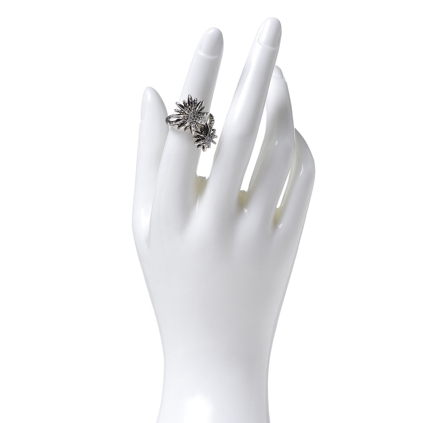 Sterling Silver Diamond 28mm Open Starburst Ring 53 6.5