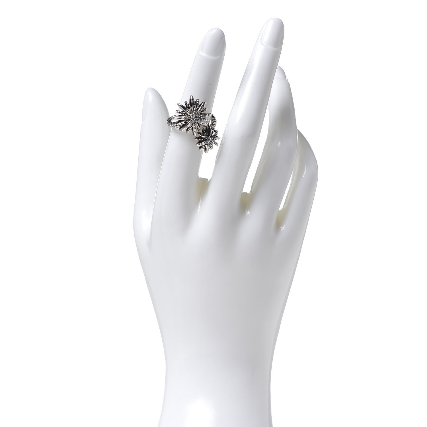 David Yurman Sterling Silver Diamond 28mm Open Starburst Ring 53 6.5 2 of 4