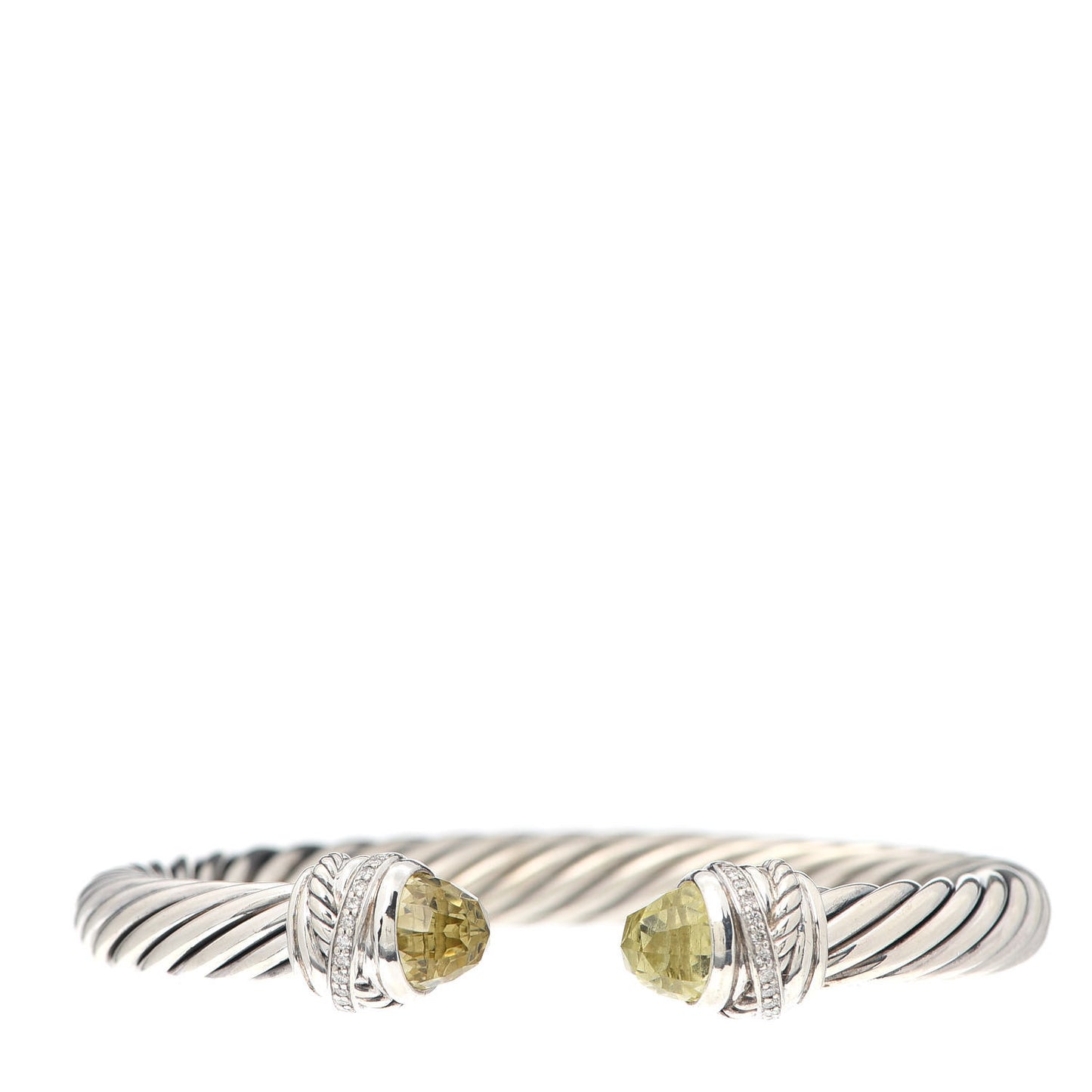 Sterling Silver Diamond Lemon Citrine 7mm Cable Crossover Bracelet