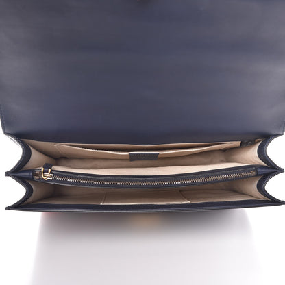 Gucci Calfskin Embroidered Riche Stripe Shoulder Bag Blue Red 5 of 8