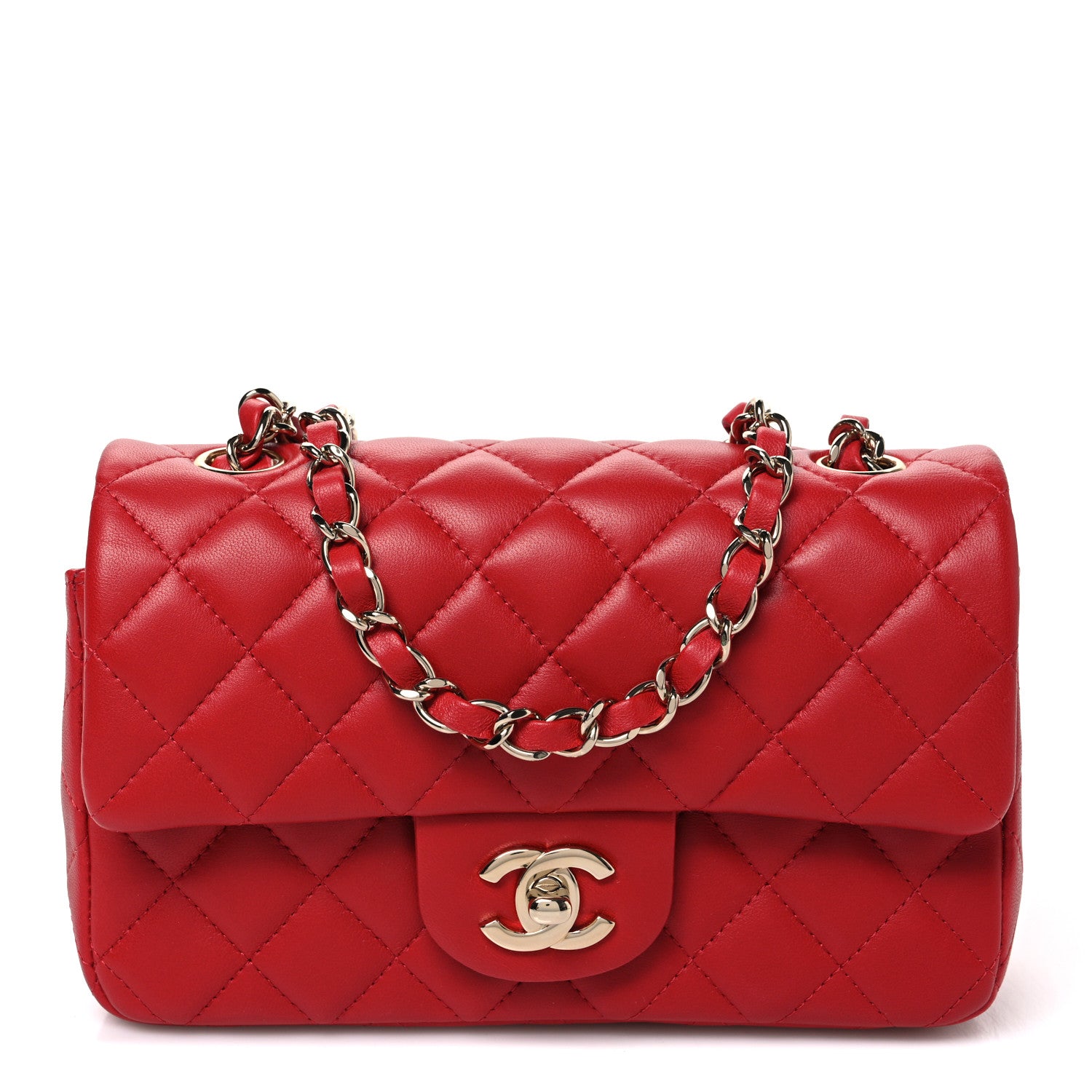 Chanel Lambskin Quilted Mini Rectangular Flap Red 1 of 11