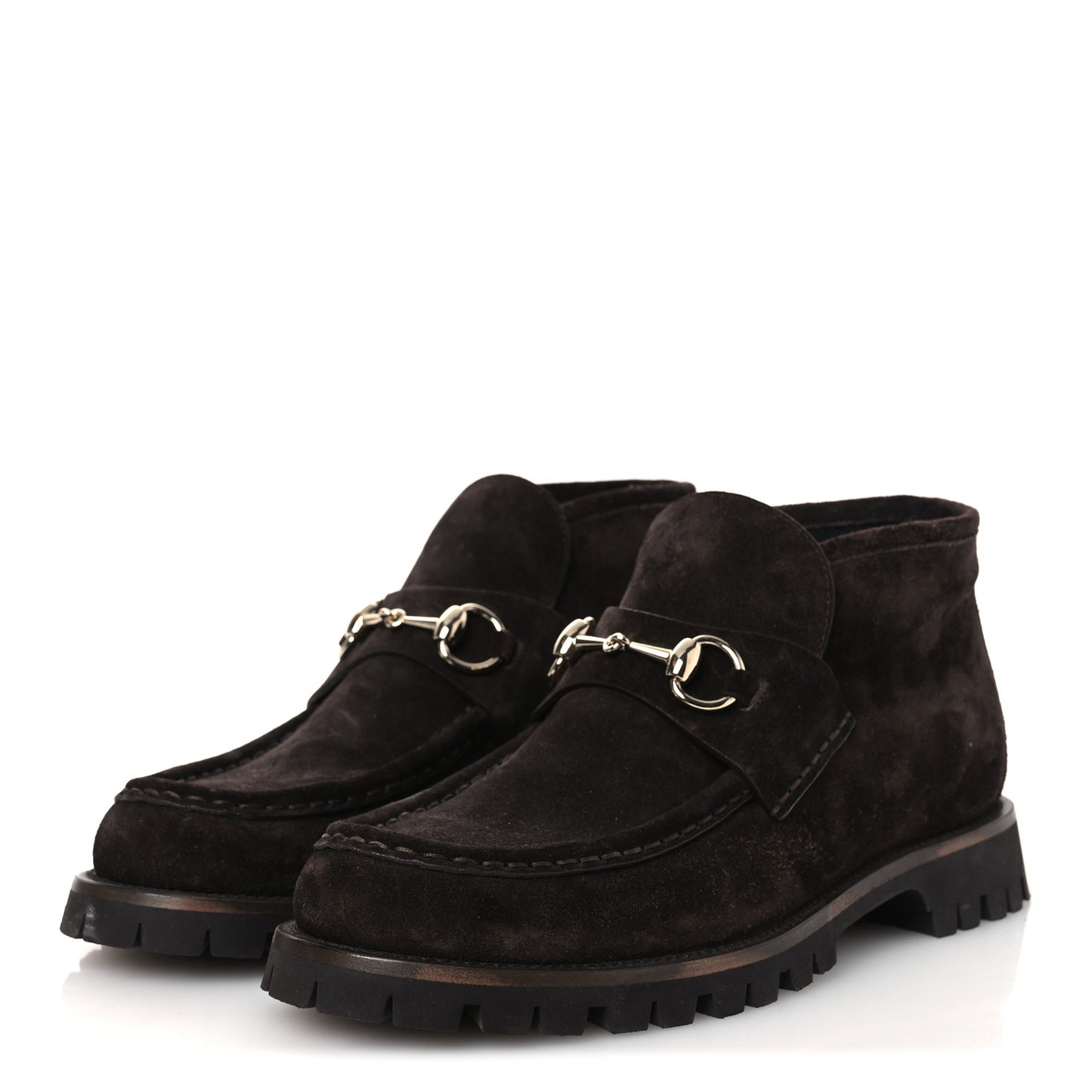 Suede Womens Horsebit Ankle Boots 39 Dark Brown