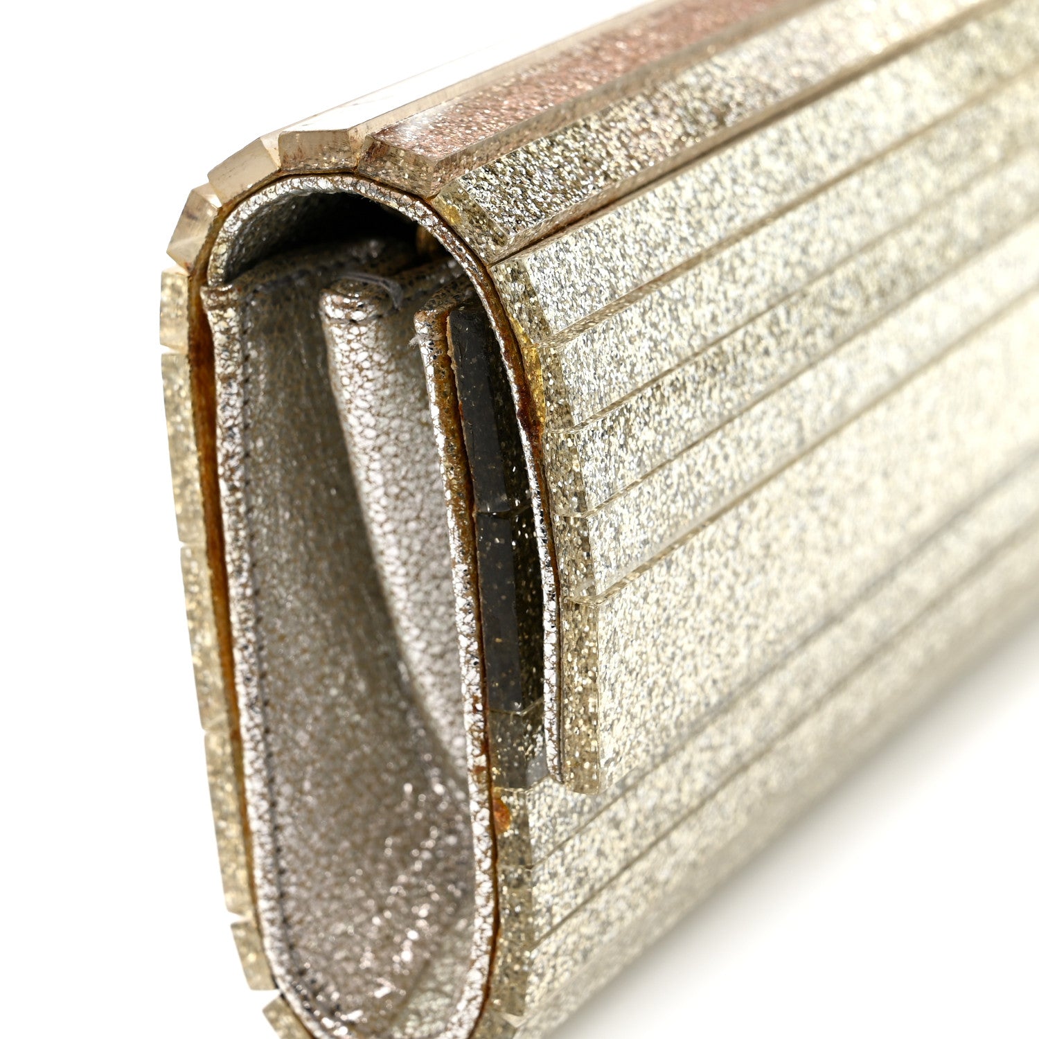Jimmy Choo Acrylic Glitter Sweetie Clutch Champagne 1851994
