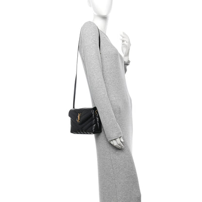 Saint Laurent Calfskin Y Quilted Monogram Toy Loulou Crossbody Bag Black 2 of 11