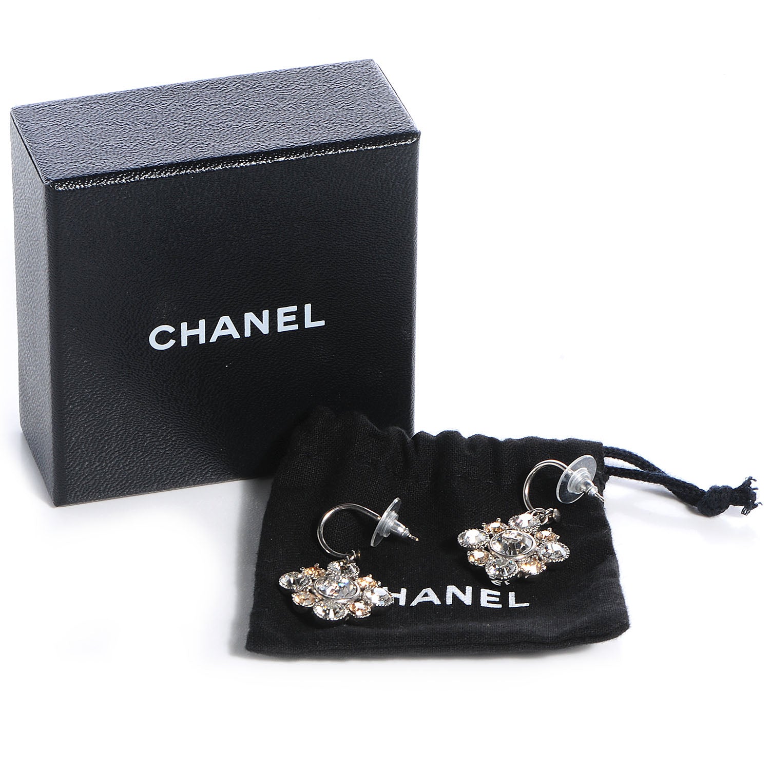 Chanel Crystal CC Dangle Earrings Silver 4 of 4