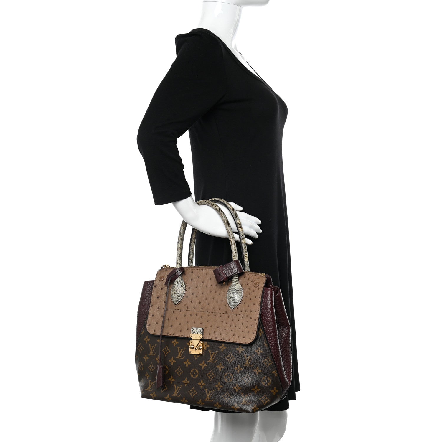 Louis Vuitton Ostrich Lizard Majestueux Tote MM Bordeaux 2 of 13