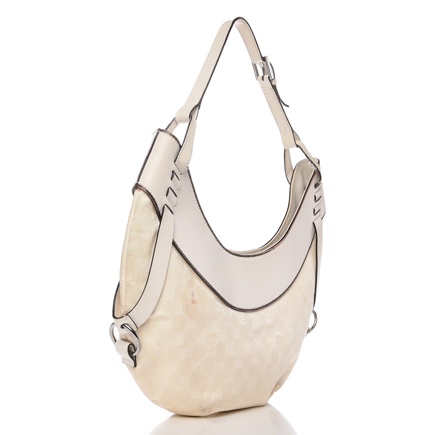 Monogram Half Moon Hobo White