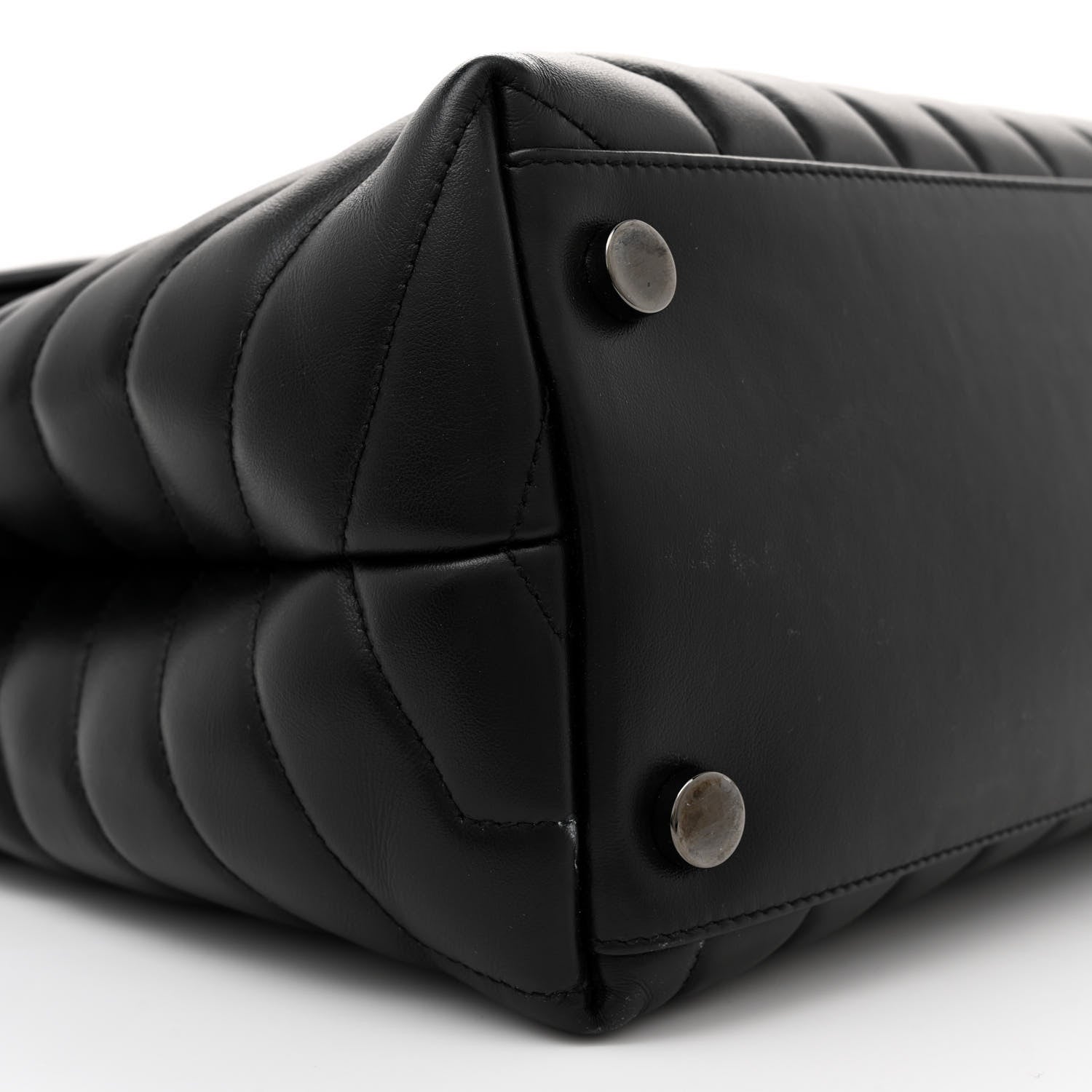 Saint Laurent Calfskin Y Quilted Monogram Monochrome Large Loulou Chain Satchel Black 9 of 11