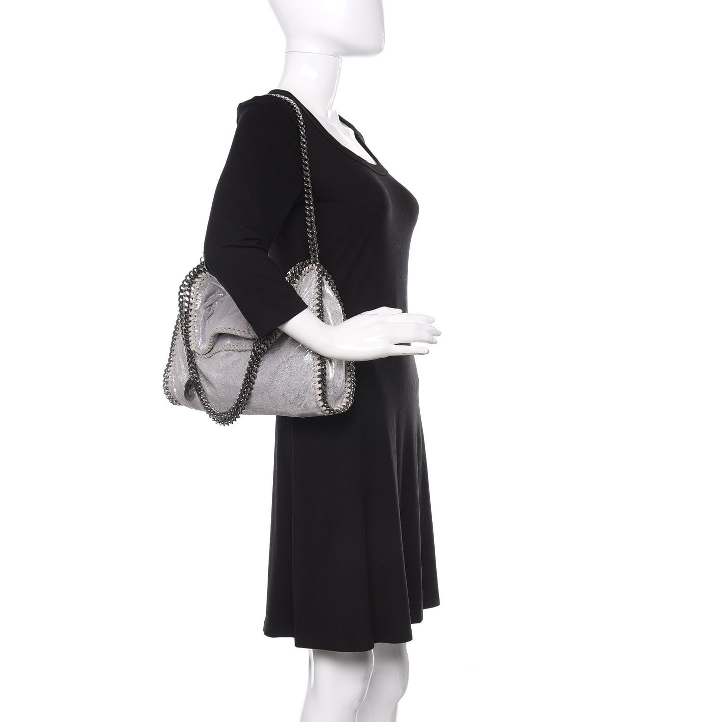 Shaggy Deer Falabella Fold Over Tote Silver