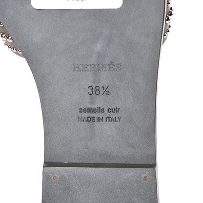Hermes Calfskin Studded Oran Sandals 38.5 Gris Galet 6 of 9