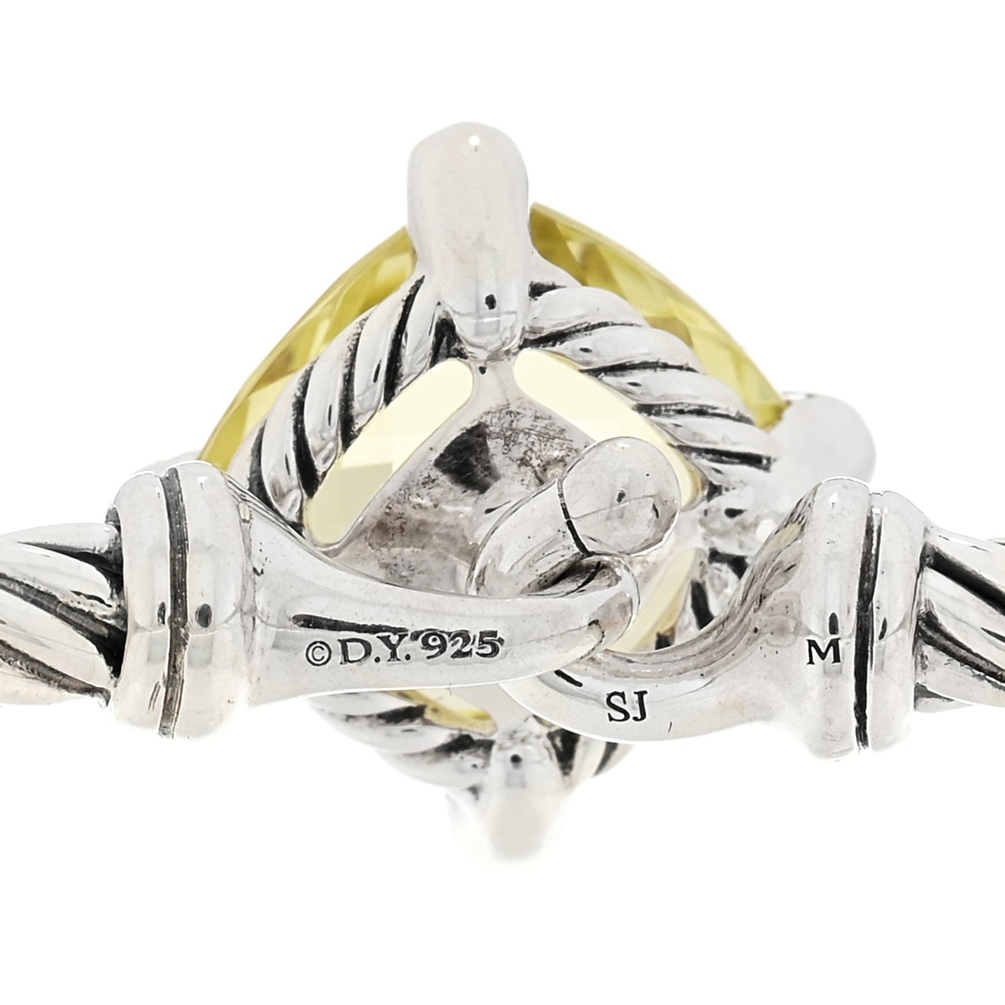 Sterling Silver Lemon Citrine Diamond 9mm Chatelaine Bracelet