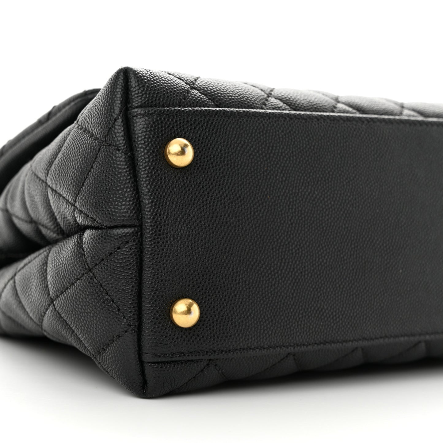 Caviar Quilted Small Coco Handle Flap Black