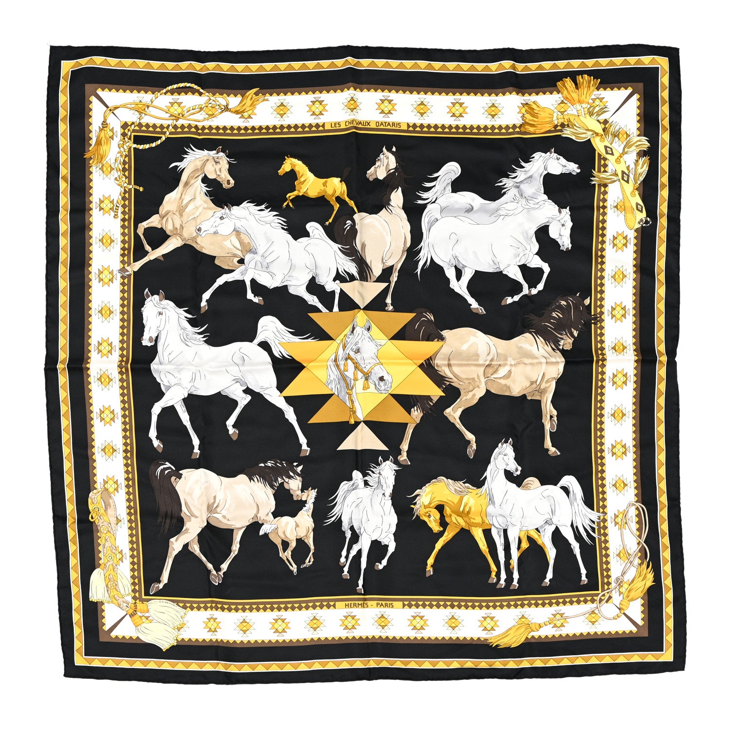 Hermes Silk Les Chevaux Qataris Scarf 90 1 of 6