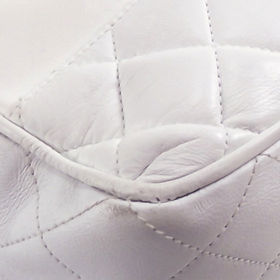 Chanel Leather Quilted Shoulder Tote White 5 of 12