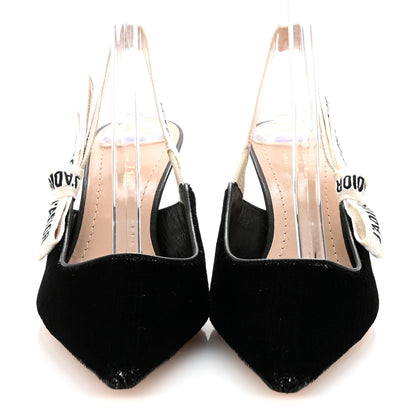 Christian Dior Shiny Velvet Ribbon J Adior Slingback 65mm Pumps 37 Black 3 of 9