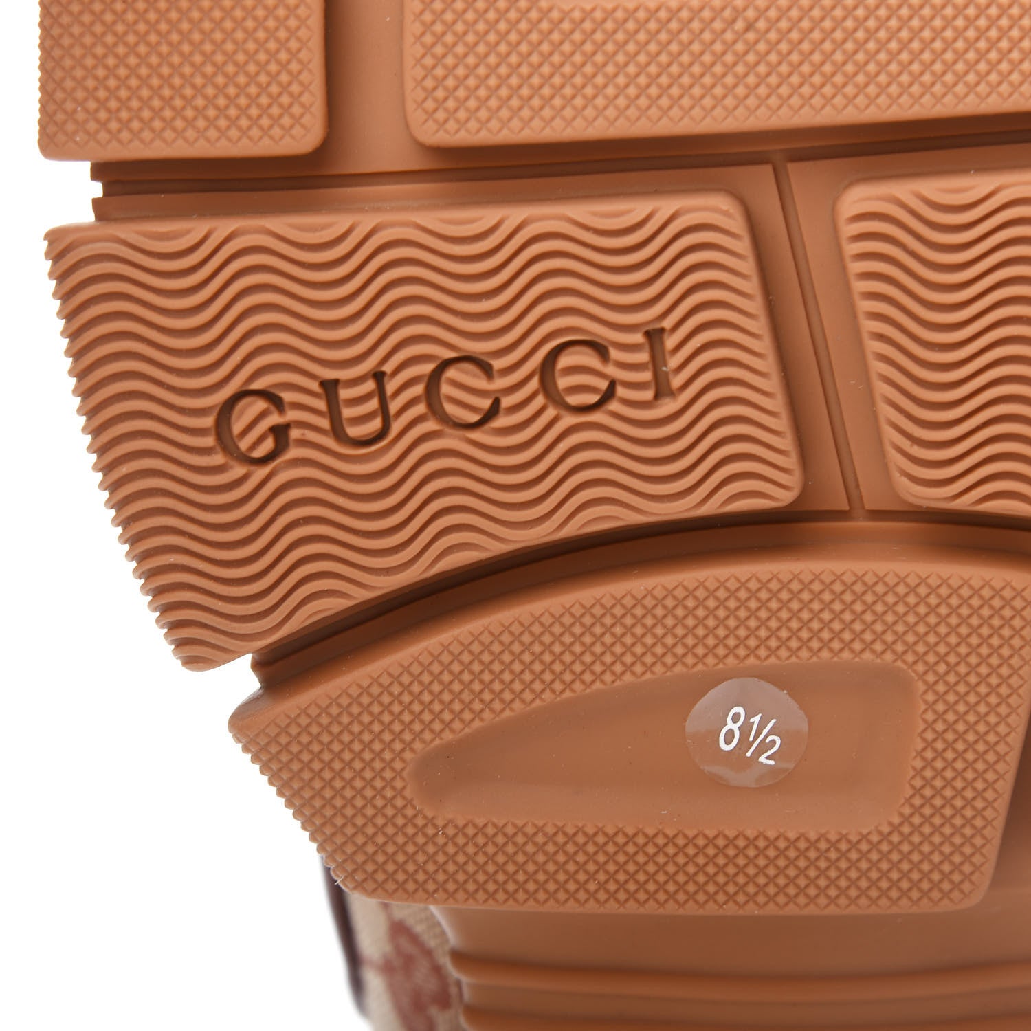 Gucci X SEGA Suede Calfskin GG Monogram Mens Flashtrek Sneakers 8.5 New Cuir Beige Ruggine 9 of 11