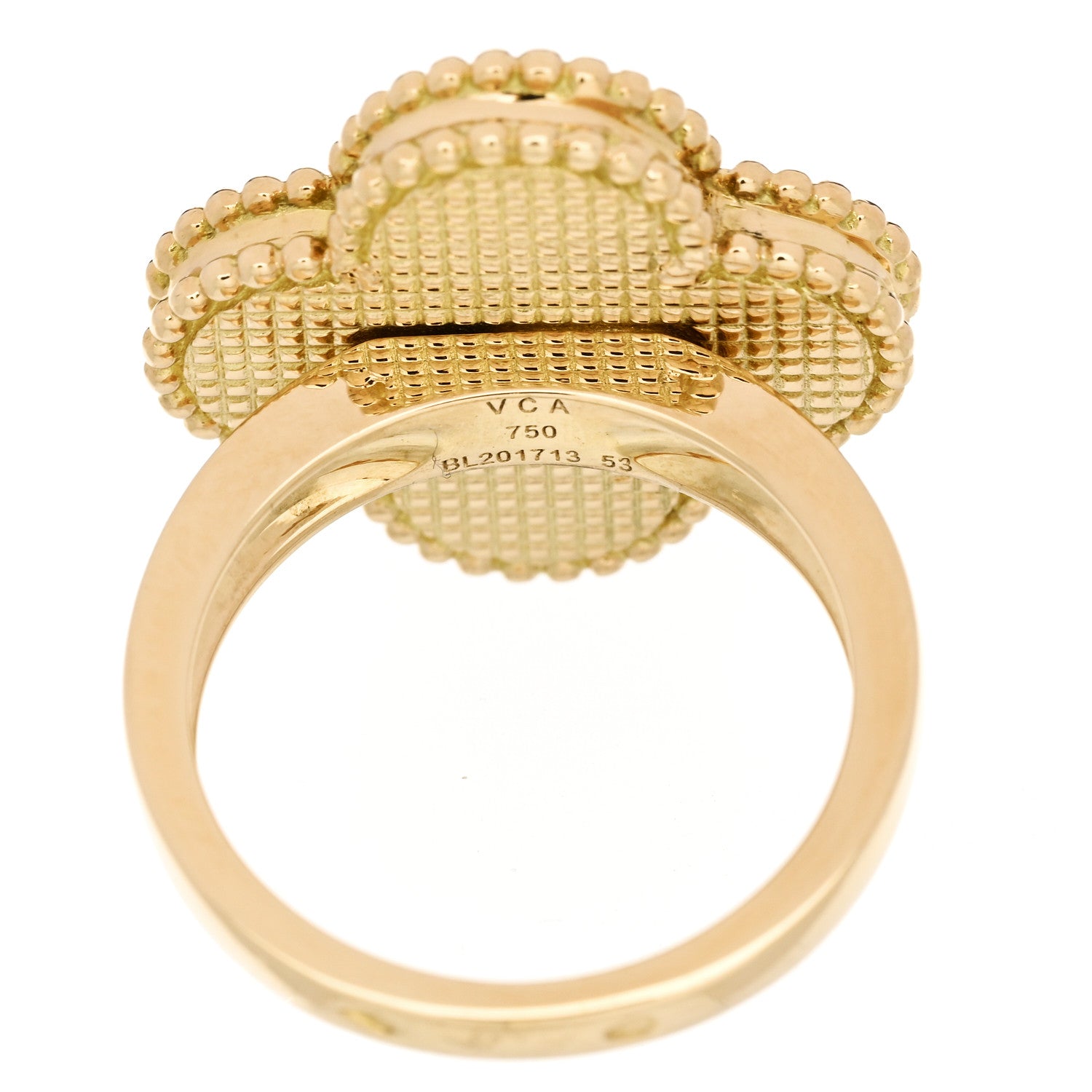Van Cleef & Arpels 18K Yellow Gold Gray Mother of Pearl Magic Alhambra Ring 53 6.5 5 of 5