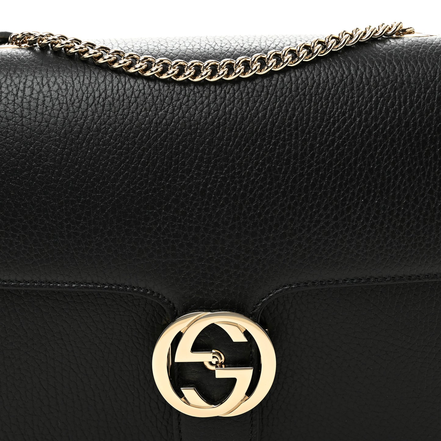 Dollar Calfskin Interlocking G Shoulder Bag Black