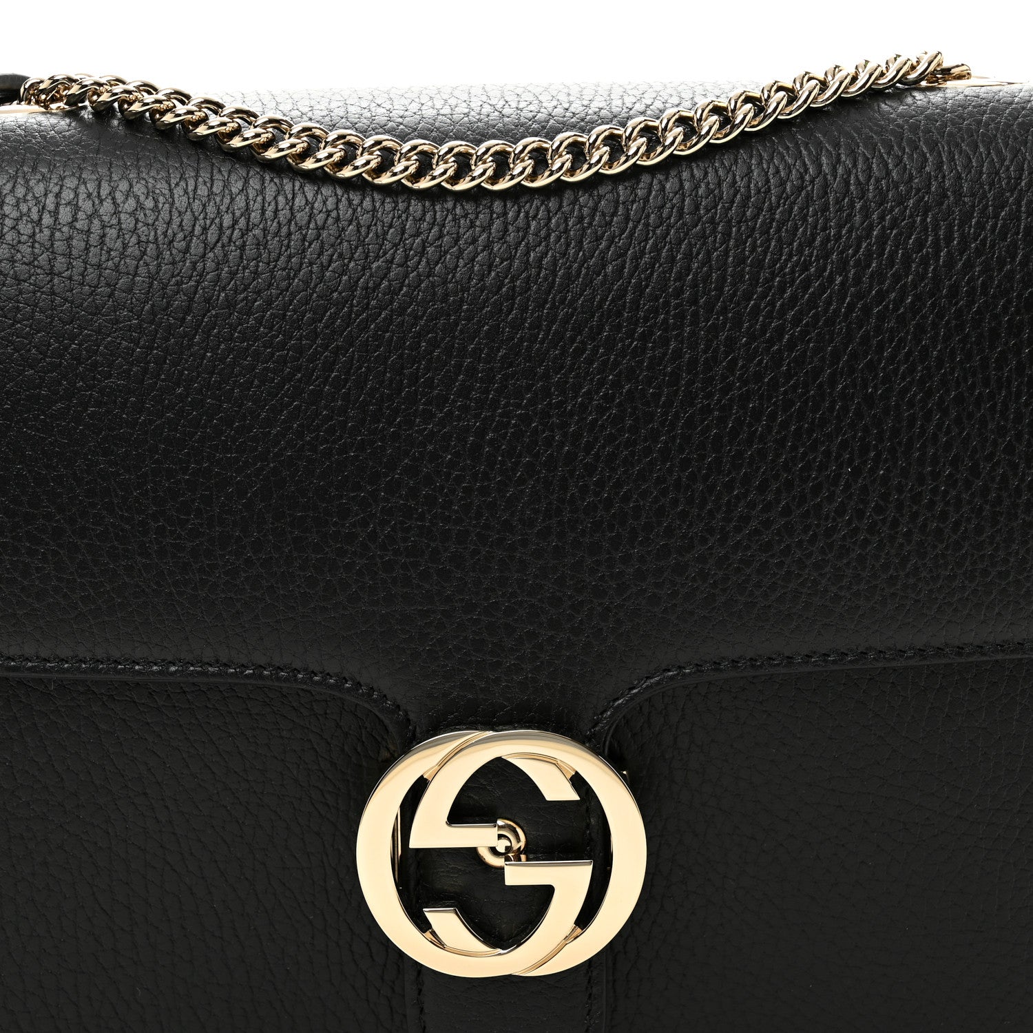 Gucci Dollar Calfskin Interlocking G Shoulder Bag Black 8 of 10