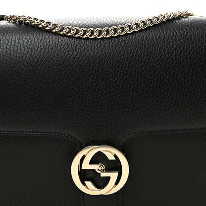 Gucci Dollar Calfskin Interlocking G Shoulder Bag Black 8 of 10