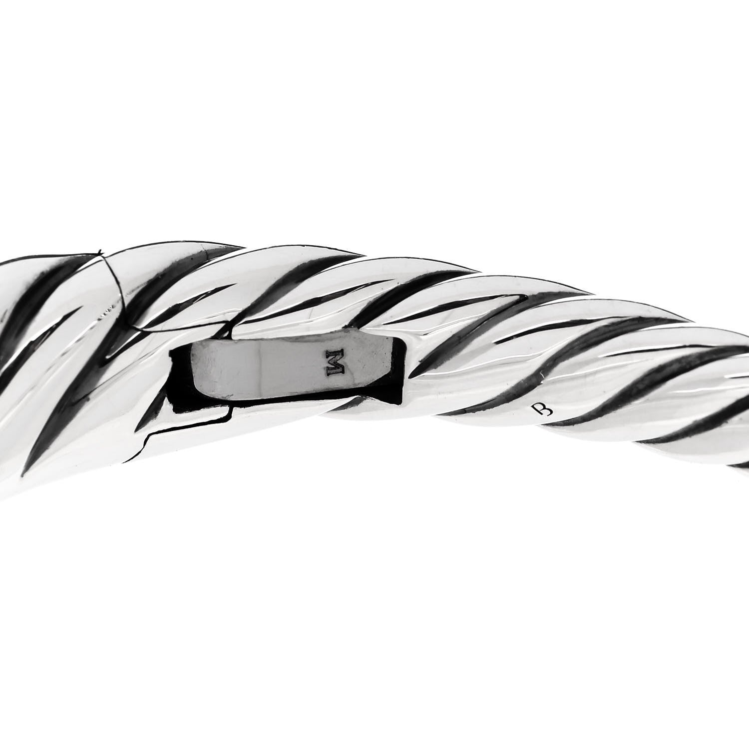 David Yurman Sterling Silver Diamond 17mm Pure Form Smooth Bangle Bracelet 4 of 4