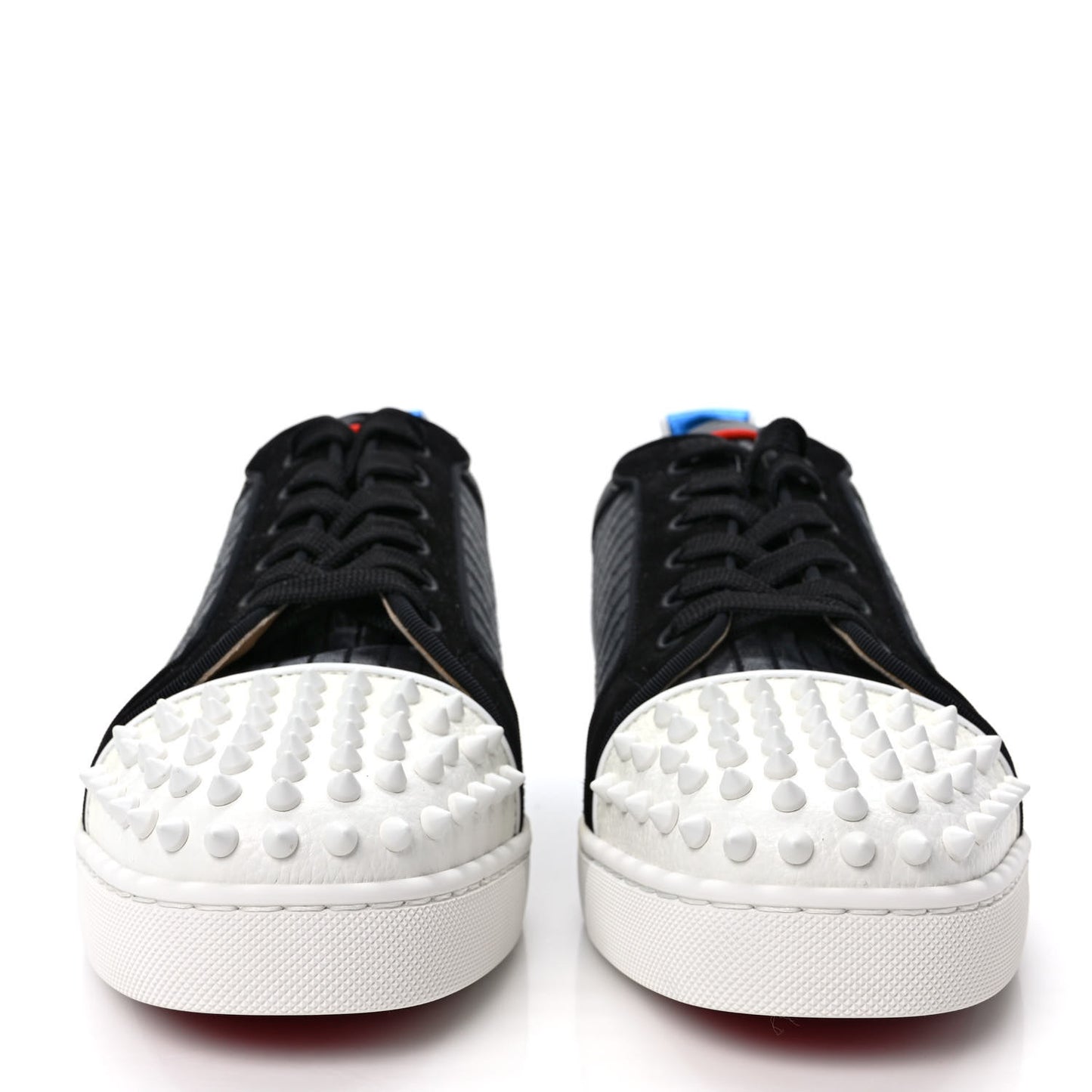 Metallic Calfskin Jacquard Mens Louis Junior Spikes Orlato Flat Sneakers 43 Multicolor