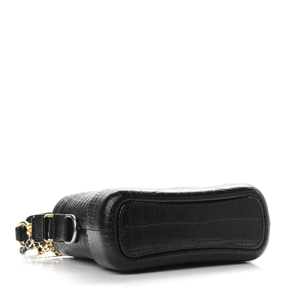 Chanel Calfskin Crocodile Embossed Small Gabrielle Cocodile Hobo Black 4 of 9