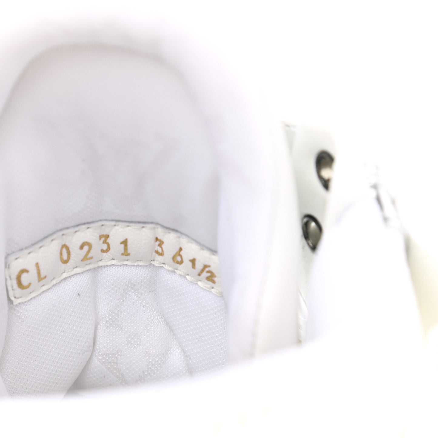 Metallic Calfskin Embossed Monogram Boombox Sneakers 36.5 White Silver