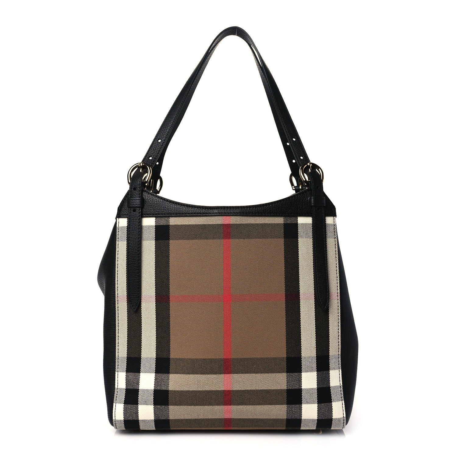 Burberry Grainy Calfskin House Check Small Canterbury Tote Black 1 of 9