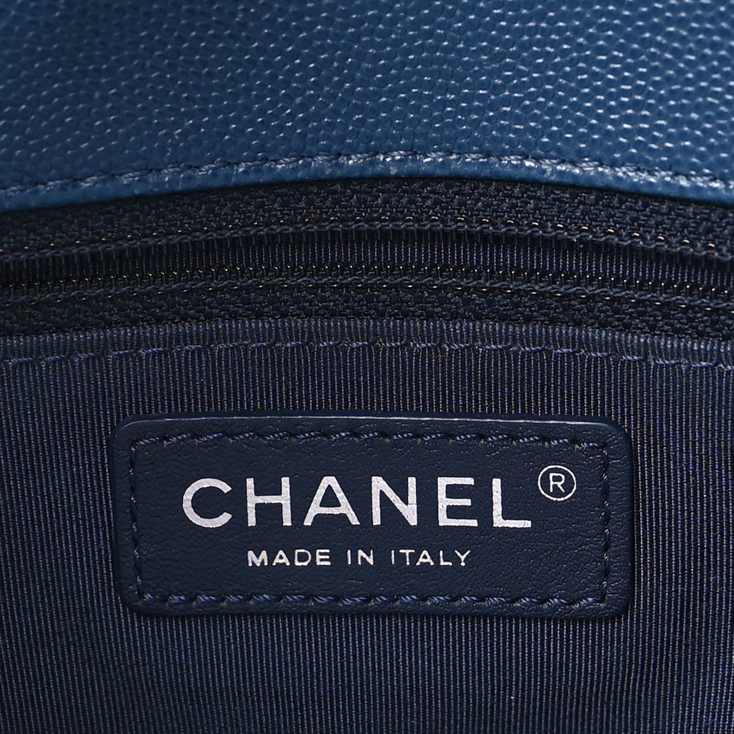 Caviar Macro Chevron Single Flap Blue